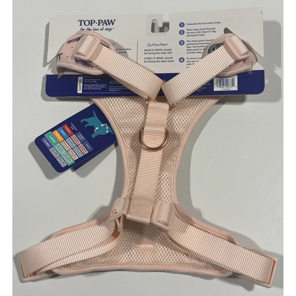 TOP PAW Dog Harness - Pink Champagne Wine Adjustable Comfort - Large - NEW NWT